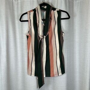 Stripe sleveless blouse with tie (OS)